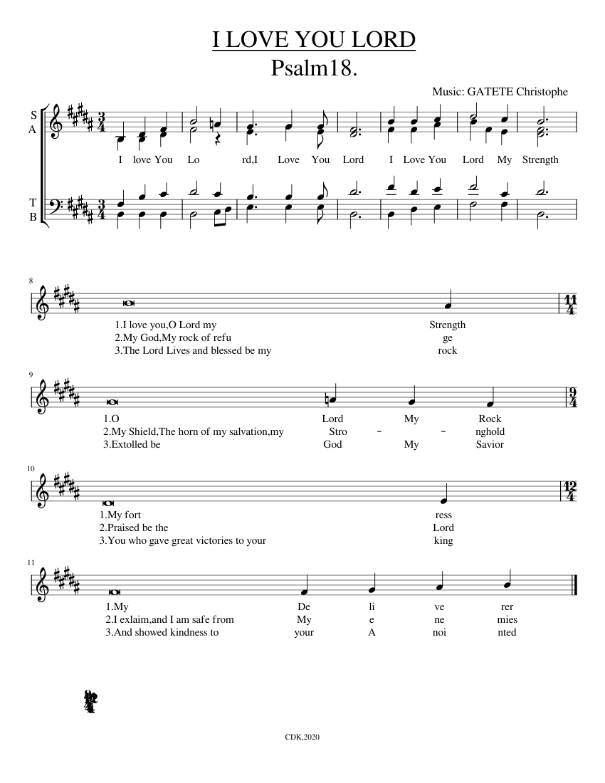 I LOVE YOU LORD Sheet Music for Female, Male (Choral) | MuseScore.com