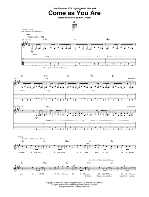 Come As You Are - Nirvana (Guitar Tab)
