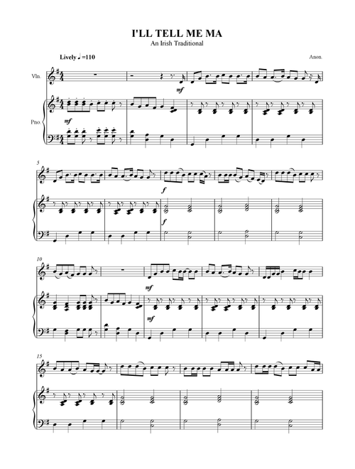 I'll Tell Me Ma (Arr. SCMusic) - Irish Traditional (Violin and Piano)