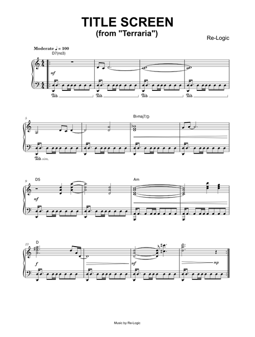 Title Screen (from Terraria) - Re-Logic (Piano)