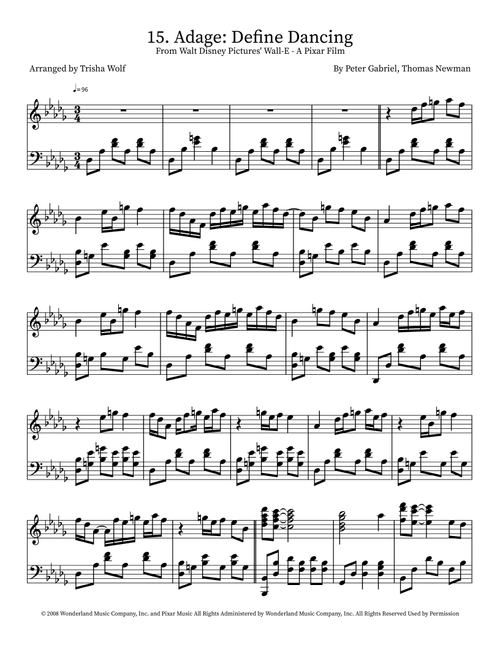 Define Dancing (Arr. Trisha Wolf) - Thomas Newman, Peter Gabriel (Piano Solo)
