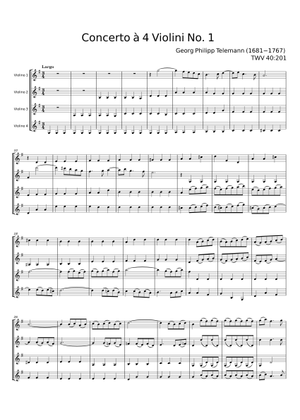 Telemann - Concerto for 4 Violins No. 3 Sheet Music for Violin