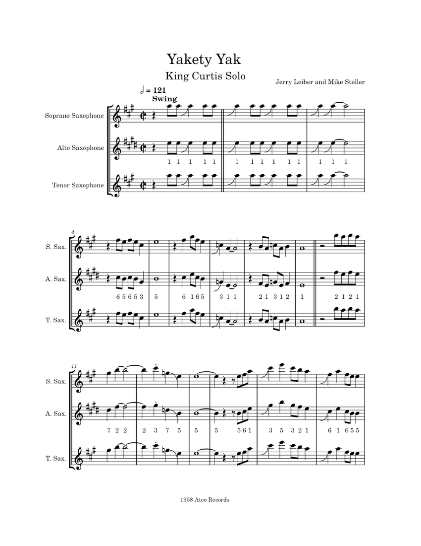 Yakety Yak Boots Randolph, Leiber & Stoller, The Coasters (Sax Solo