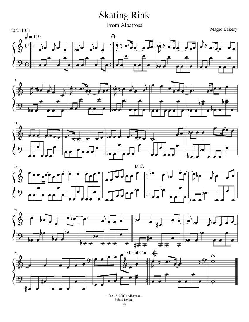 Skating Ring Script Skating Rink Sheet music for Piano (Solo) | Musescore.com