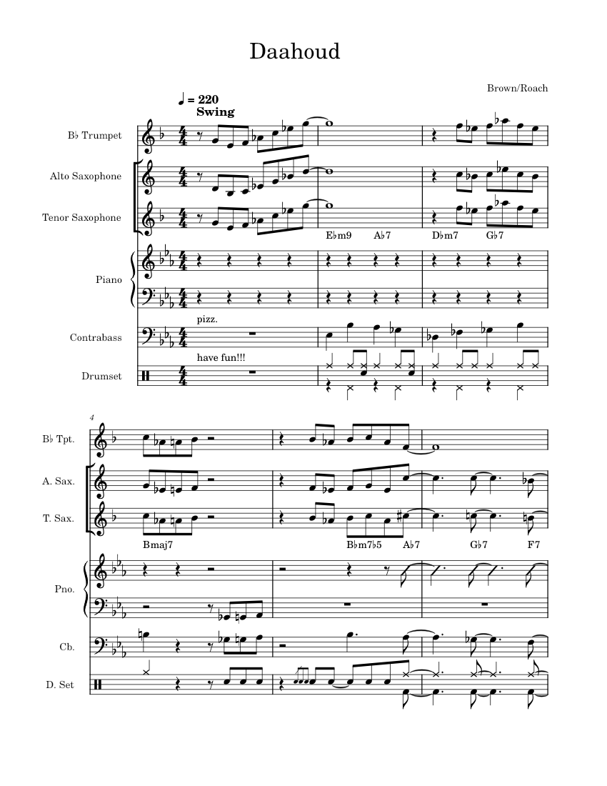 Daahoud Clifford Brown Daahoud Sheet music for Piano, Saxophone alto