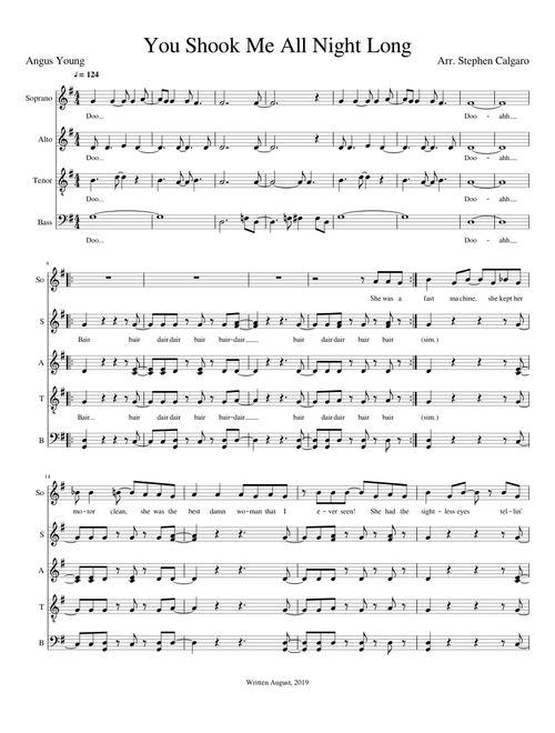You Shook Me All Night Long - AC/DC (SATB A Cappella Choir)