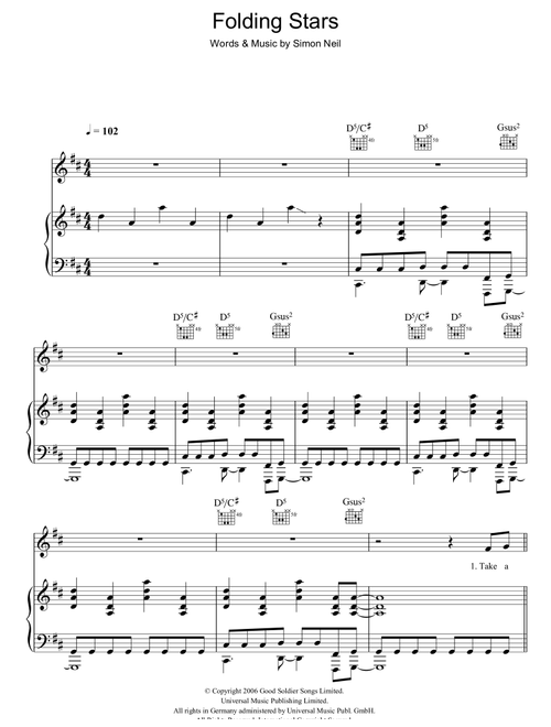 Folding Stars - Biffy Clyro (Piano-Vocal-Guitar (Piano Accompaniment))