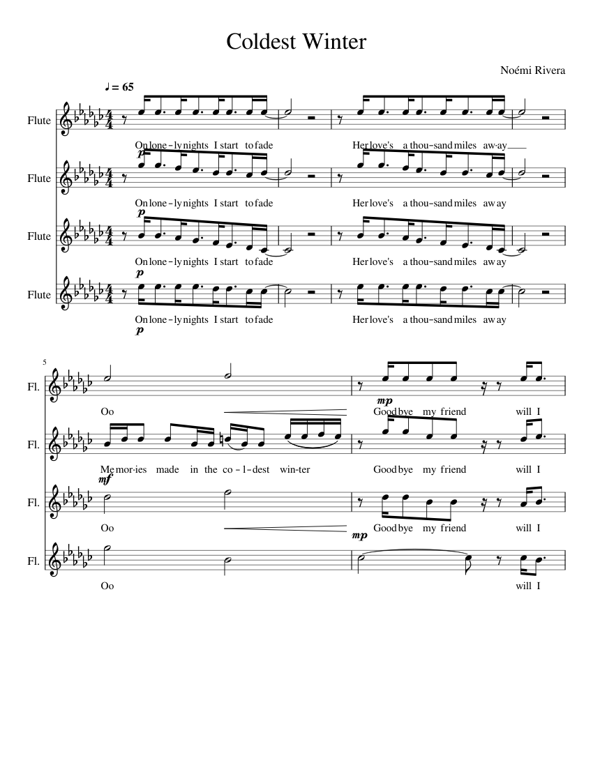 Coldest Winter Sheet music for Flute (Mixed Quartet)