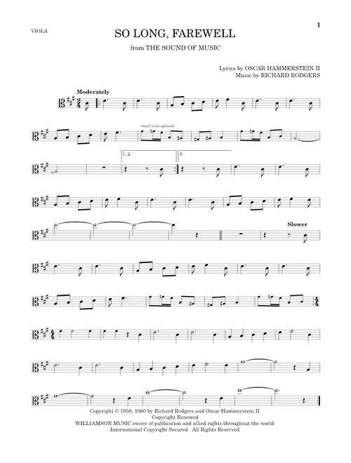 So Long, Farewell (from The Sound of Music) - Rodgers & Hammerstein (Viola Solo)