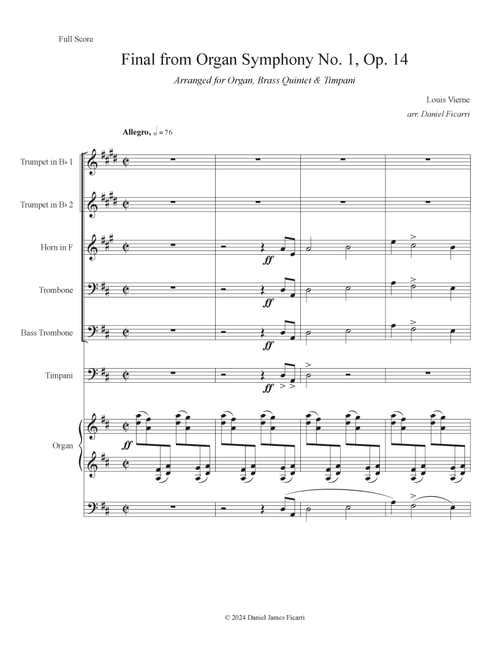 Final from Organ Symphony No. 1, Op. 14 (Arr. Daniel Ficarri) - Louis Vierne (Small Ensemble)