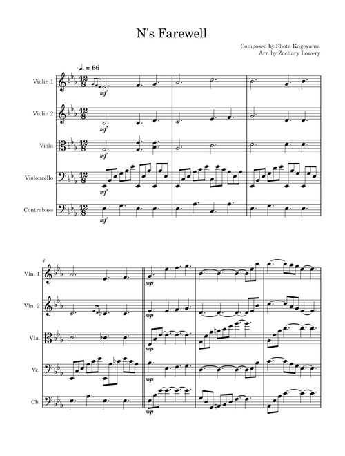 N's Farewell for String Quintet