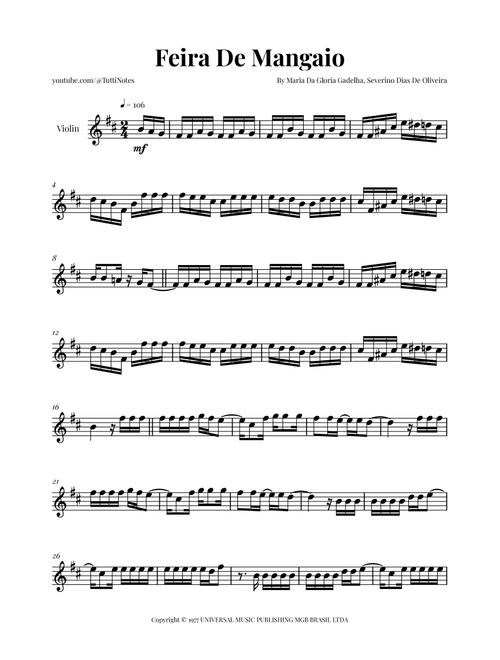 Feira De Mangaio (Arr. Glauco Fernandes) - Severino Dias De Oliveira, Maria Da Gloria Gadelha (Violin Solo)