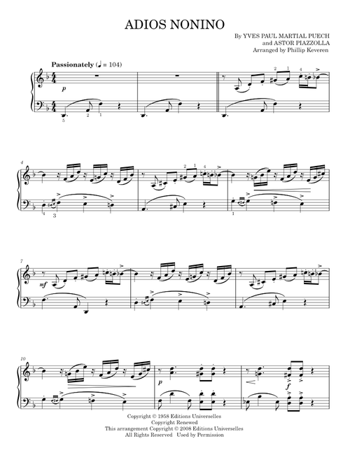 Adios nonino - Astor Piazzolla (Piano Solo)