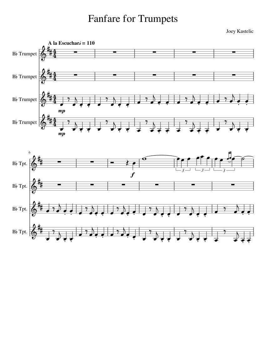Fanfare for Trumpets Sheet music for Trumpet in bflat (Mixed Quartet