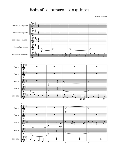 The rains of castamere – Ramin Djawadi Rains of castamere sax quintet