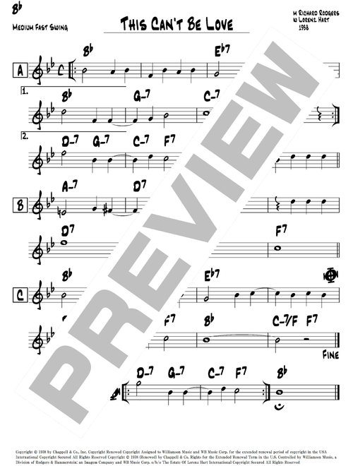 This Can't Be Love (Arr. Jimita) - Natalie Cole (Lead Sheet - Fake Book)