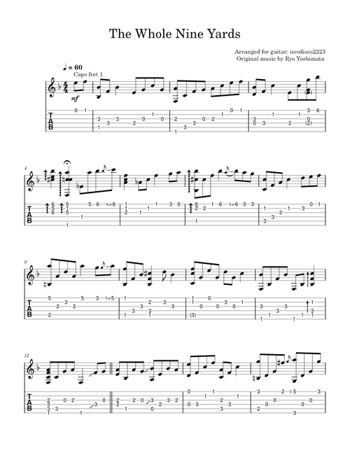 The Whole Nine Yards – Ryo Yoshimata The Whole Nine Yards – arranged for Guitar