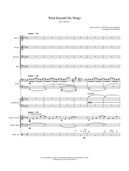 The Wind Beneath My Wings (Arr. David Maddux) - Bette Midler (Small Ensemble)