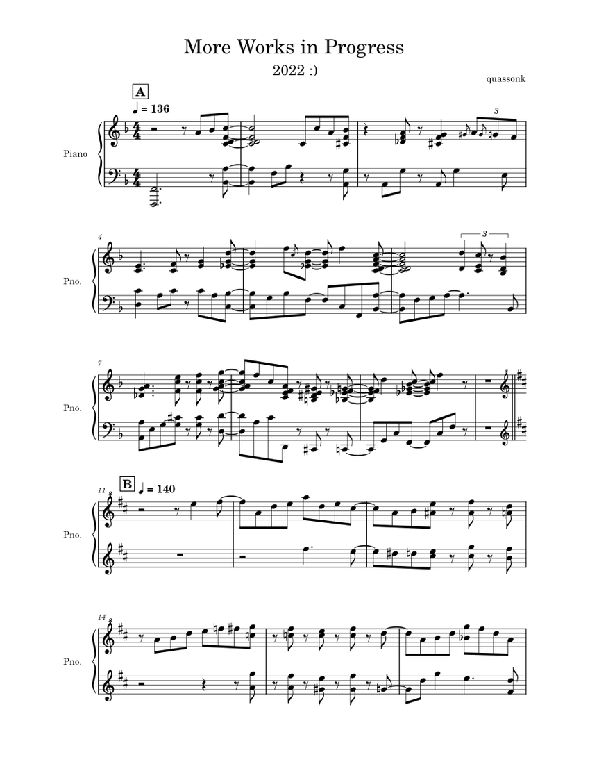 more works in progress Sheet Music for Piano, Flute, Contrabass, Violin ...