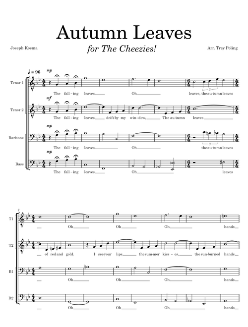 Autumn Leaves TTBB A Capella