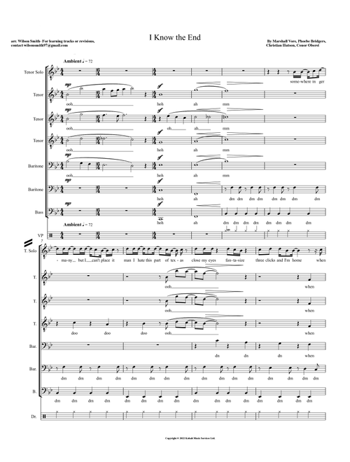 I Know The End (Arr. Wilson Smith) - Phoebe Bridgers (Choral, TTBB)