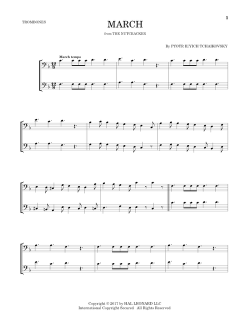 March, Op. 71a (from The Nutcracker) - Pyotr Il'yich Tchaikovsky (Trombone Duet)