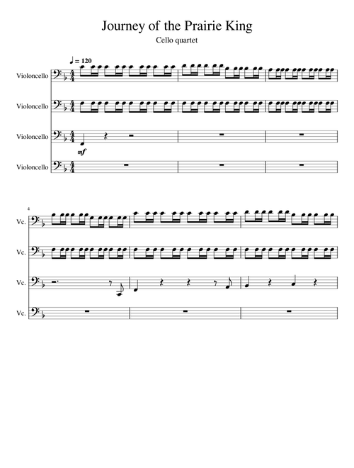 Journey of the Prairie King – Eric Barone Journey of the Prairie King for cello quartet