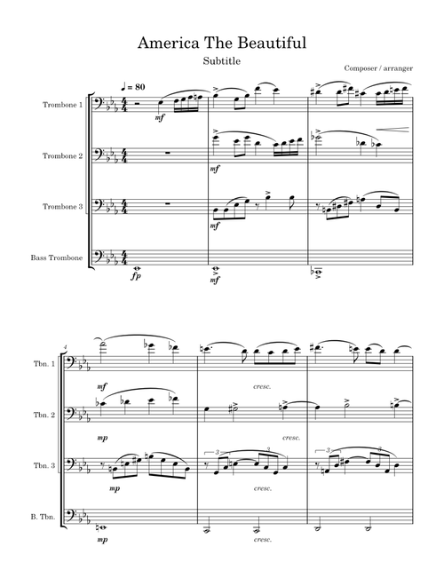 America The Beautiful - trombone quartet