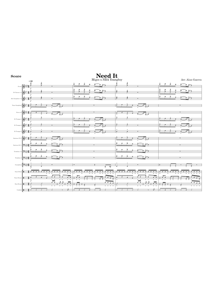 Need It (FAMU) Sheet Music for Trombone, Euphonium, Flute piccolo ...