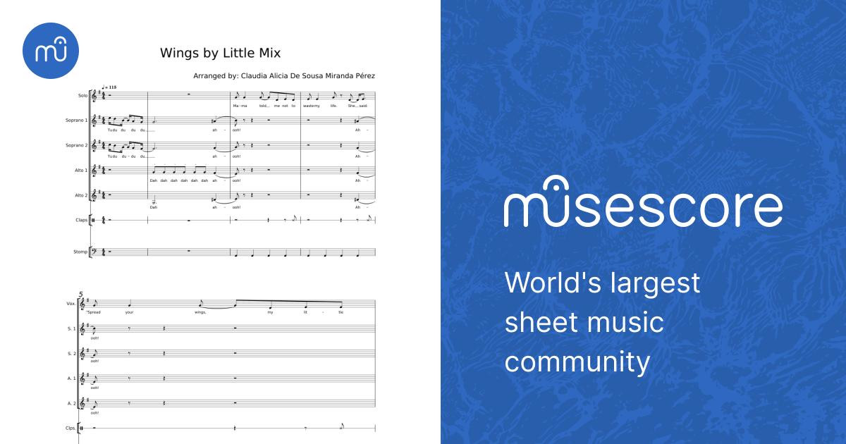 Wings Little Mix Sheet music for Soprano, Alto, Vocals, Bass drum