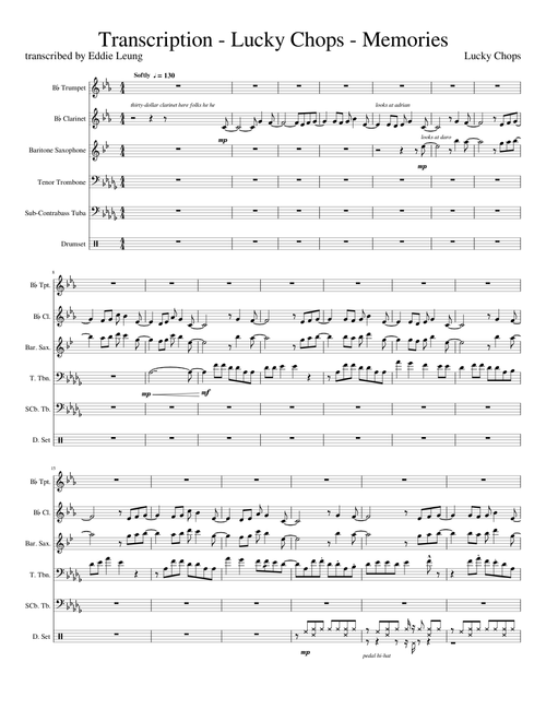 Transcription - Lucky Chops - Memories