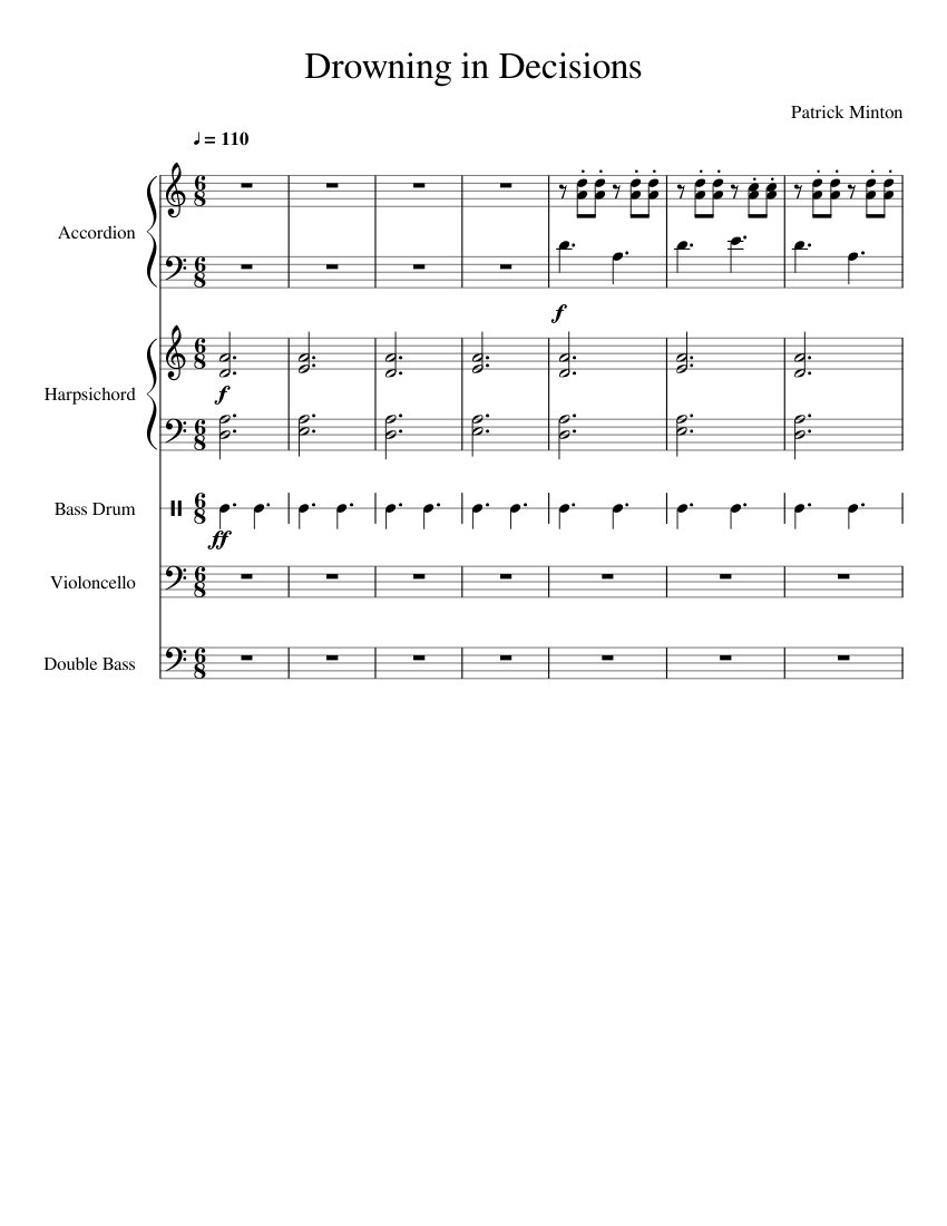 Drowning in Decisions Sheet music for Accordion, Harpsichord