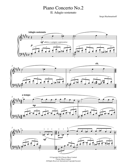 Piano Concerto No.2 - 2nd Movement - Sergei Rachmaninoff (Piano Solo)