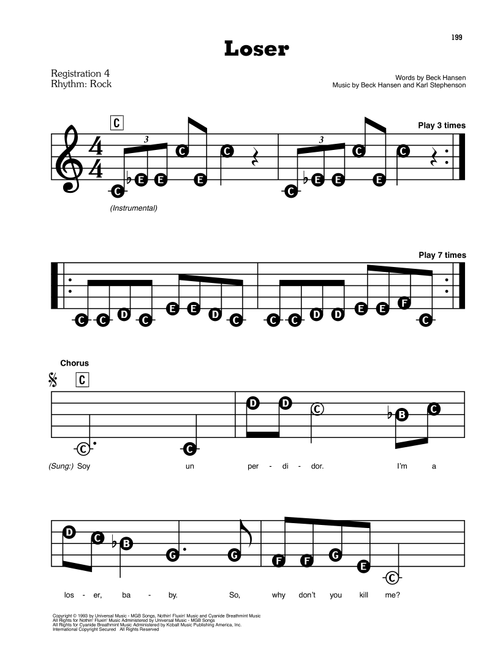 Loser - Beck (E-Z Play Today)