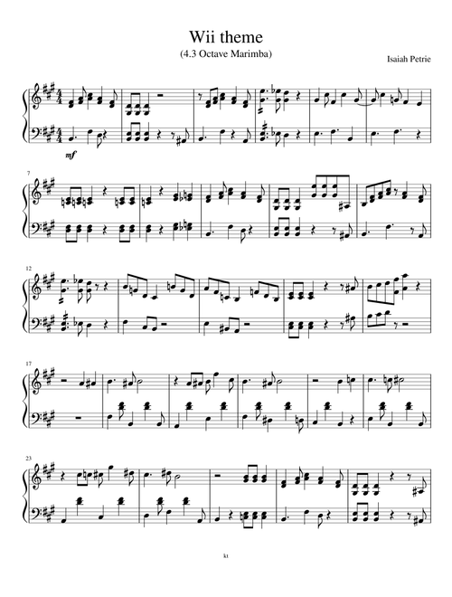 Wii theme(Solo Marimba)