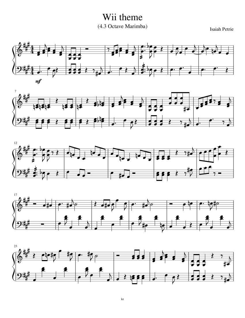 Vervloekt Structureel blijven Wii theme(Solo Marimba) Sheet music for Marimba (Solo) | Musescore.com