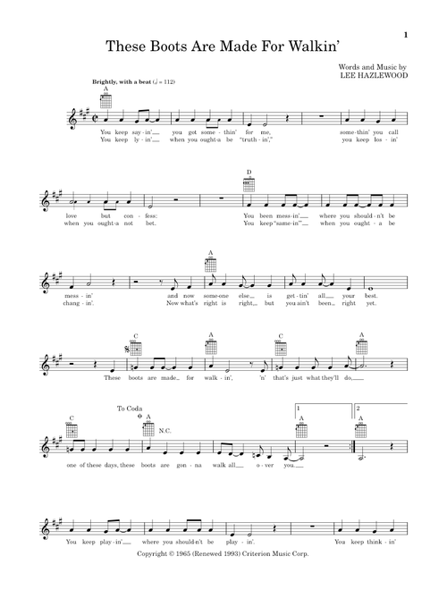 These Boots Are Made For Walkin' (from The Daily Ukulele) (arr. Liz and Jim Beloff) - Nancy Sinatra (Ukulele)