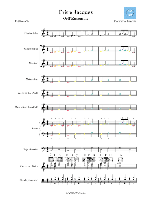 Frère Jacques – Misc Traditional - Orff & Boomwhackers