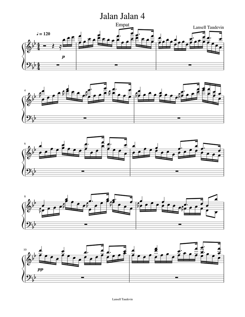 Jalan Notes Jalan Jalan 4 Sheet music for Piano (Solo) | Musescore.com