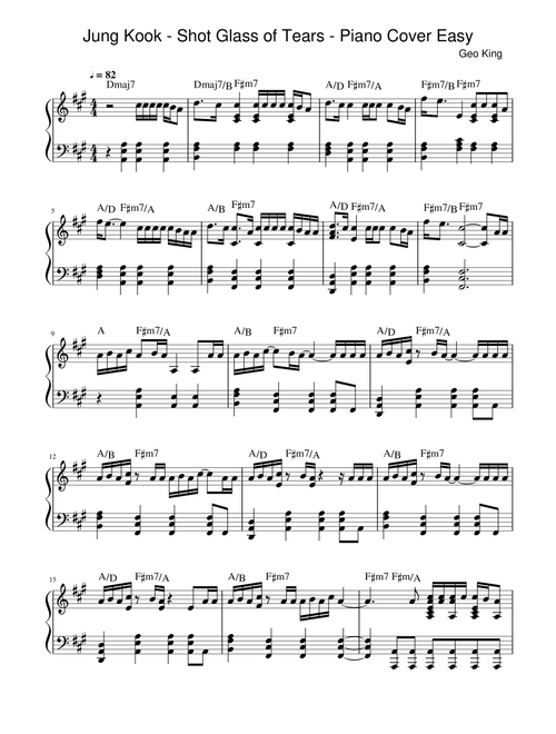 Shot Glass Of Tears (Arr. Gregory King) - Jung Kook (Easy Piano)