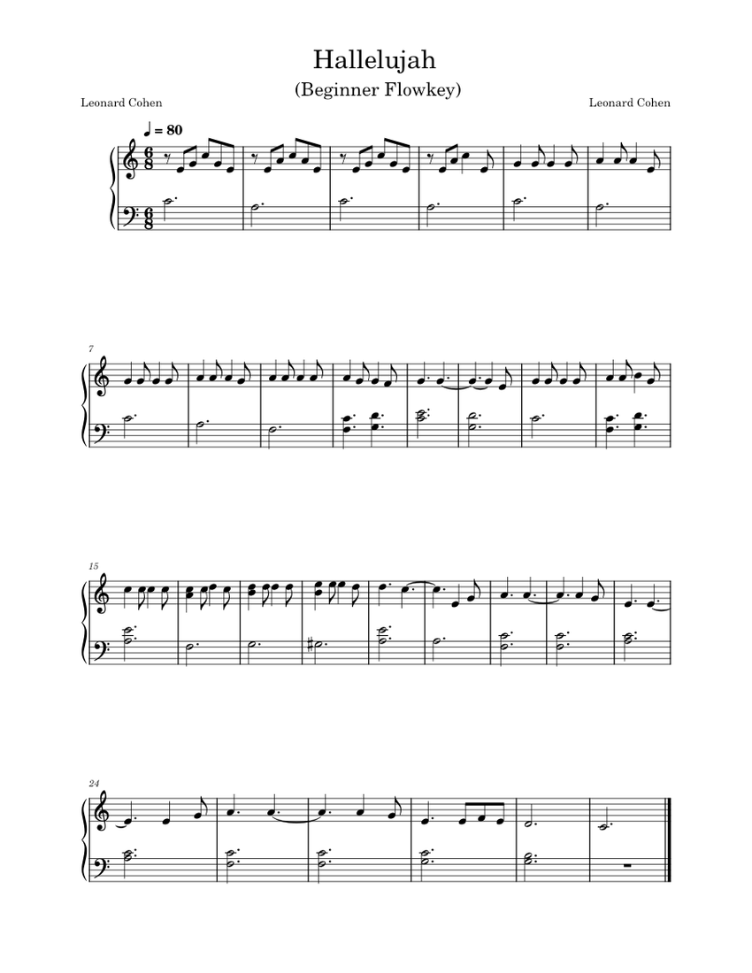 Hallelujah easy piano store