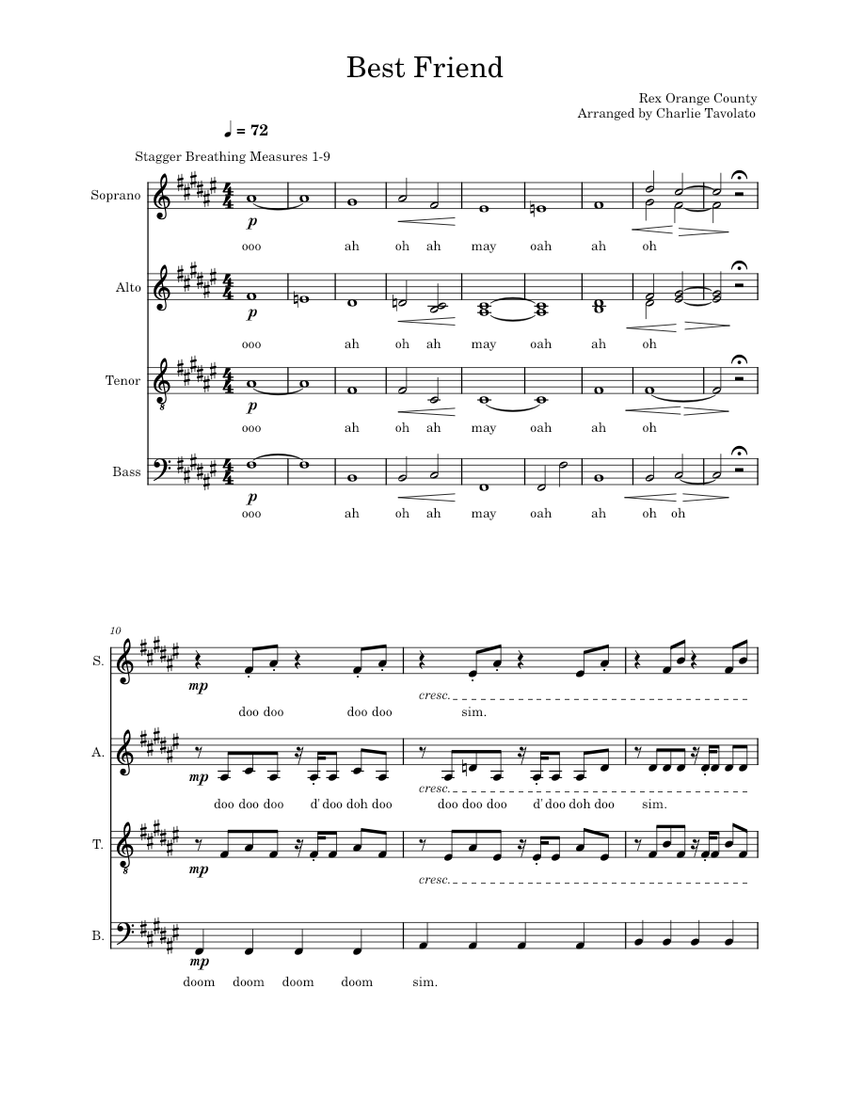 Best friend – Rex Orange County (A Capella) -SSAATTB Sheet music for ...