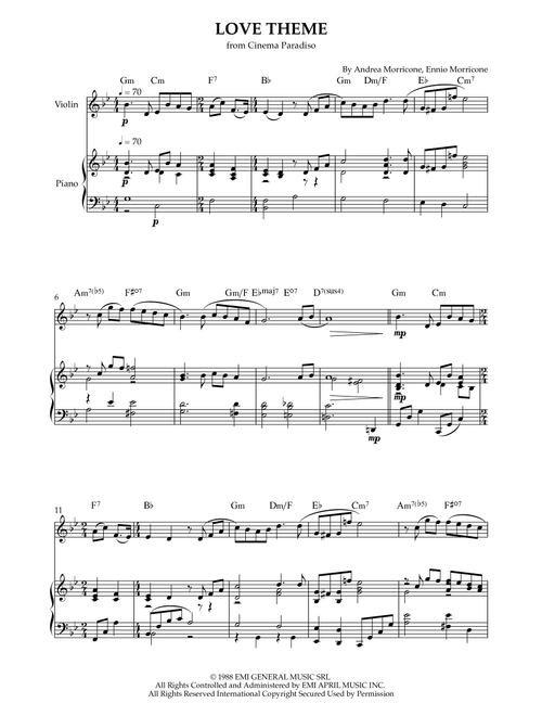 Love Theme (tema D'amore) (Arr. Karen Gueiros) - Andrea Morricone, Ennio Morricone (Violin and Piano)