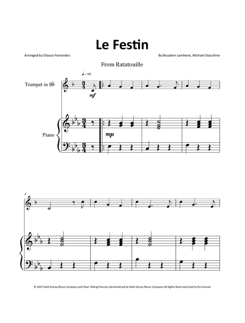 Le Festin (Arr. Glauco Fernandes) - Michael Giacchino, Boualem Lamhene (Trumpet and Piano)