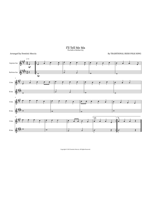 I'll Tell Me Ma (Arr. Dominic Meccia) - Traditional Irish Folk Song (Instrumental Duet)