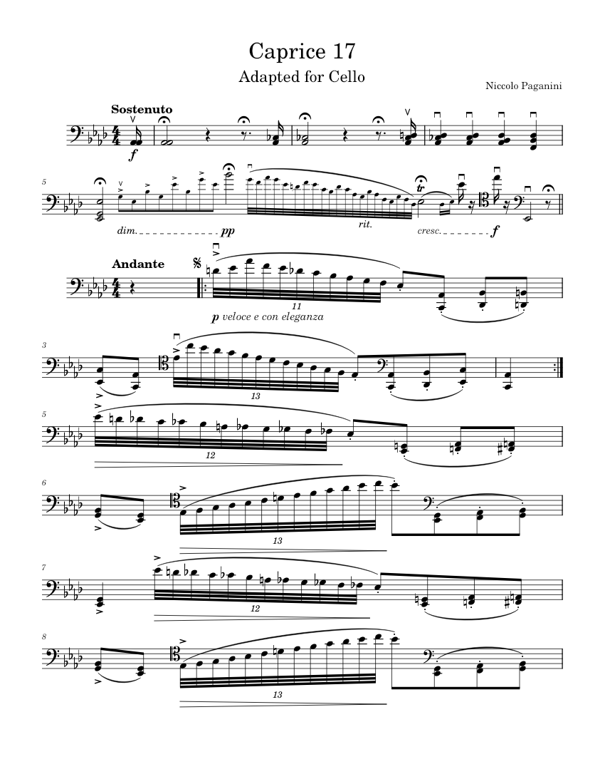 美品/Paganini 24Capricci Violin solo 楽譜 Caprice No. 24 – Niccolò Paganini Sheet Music for Violin