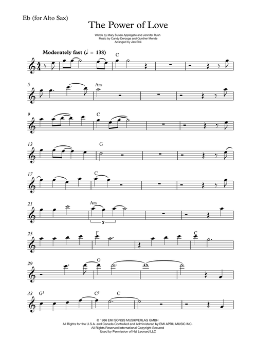 The Power Of Love (Arr. Jan Shé) - Laura Brannigan (Alto Sax Solo)