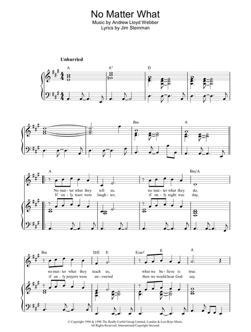 No Matter What - Boyzone (Piano-Vocal-Guitar (Piano Accompaniment))