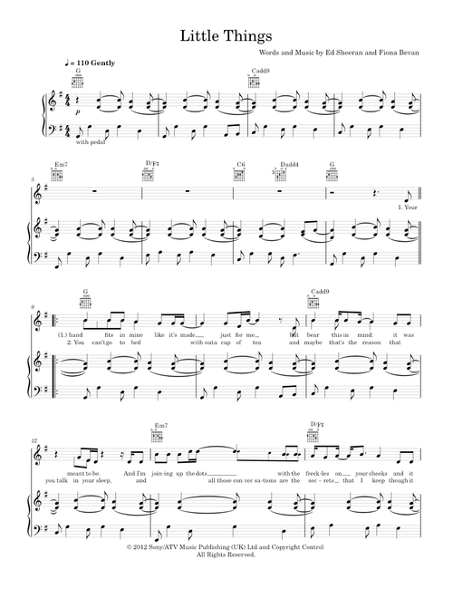 Little things - One Direction (Piano-Voice-Guitar)