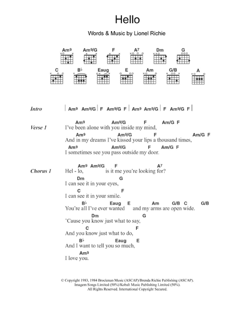 Hello - Lionel Richie (Guitar Chords-Lyrics)